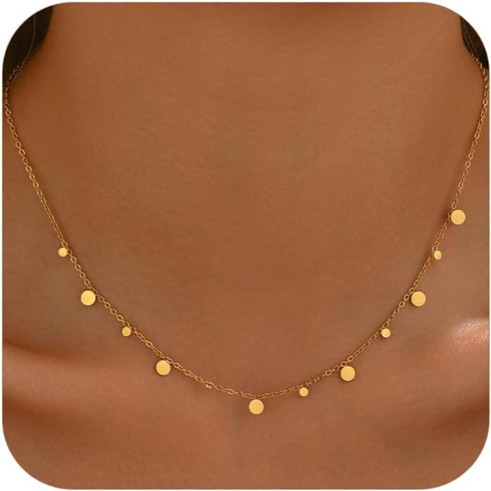 Gold Dainty Star Cross Heart Choker Necklace for Women, 16-18 Inch Adjustable, 1